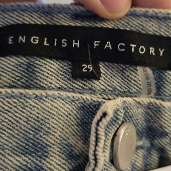 English Factory S 29 New W Tags Straight-Leg High Rise Side Slit 90's Acid Wash - Picture 4 of 10